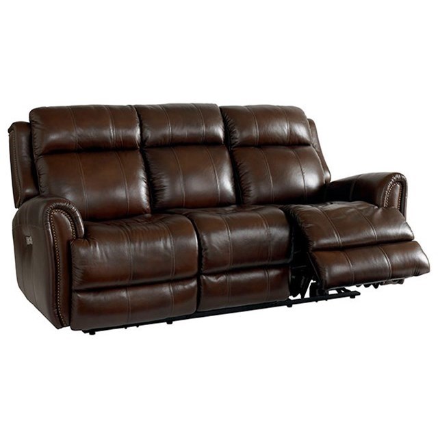 Bassett leather outlet reclining sofa